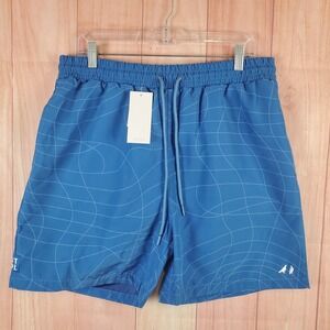 Staple Mens Swim Shorts XL Blue 100% Polyester Drawstring Waist Slash Pockets